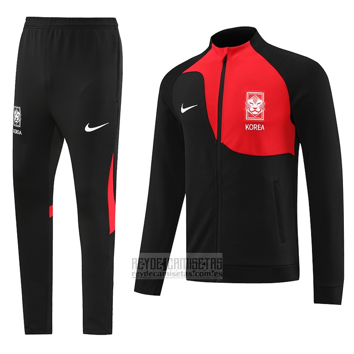 Chandal de Chaqueta del Corea del Sur 2022-2023 Negro y Rojo